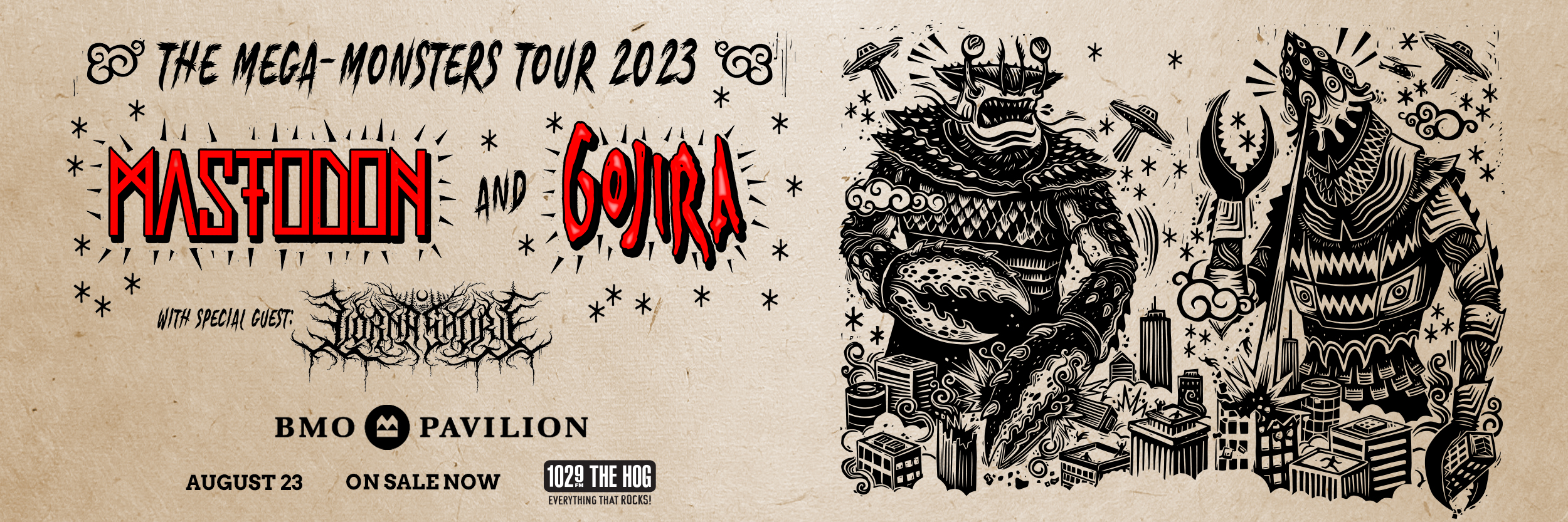 The Mega-Monsters Tour: Mastodon and Gojira with special guest Lorna Shore on August 23